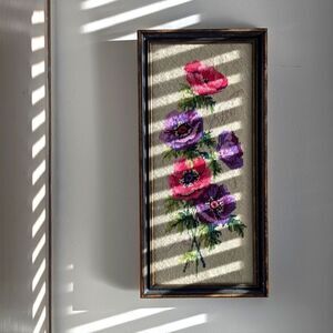 Framed Vintage Floral Needle Point
